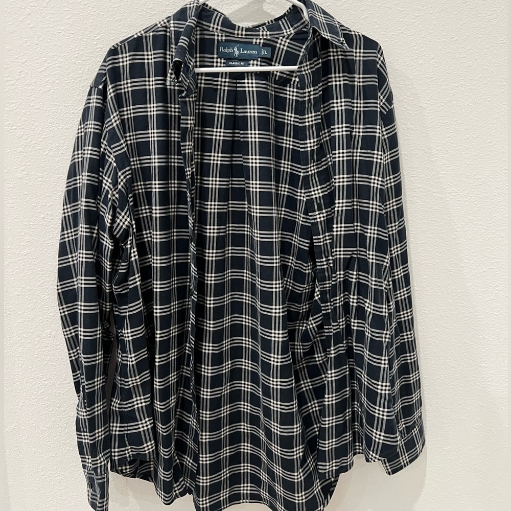 Ralph Lauren Men's Navy Plaid Button-Up